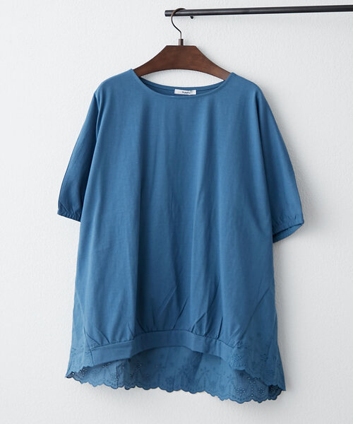 NAO(ナオ)の「【NAO】スカラップレース切替ドルマンプルオーバー(Tシャツ/カットソー・レディース・オフホワイト/スミクロ/ブルー系その他・FREE)」の7枚目の写真