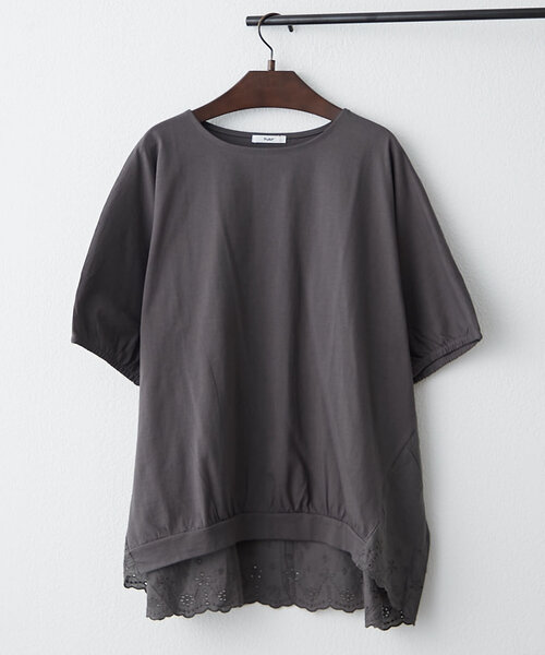 NAO(ナオ)の「【NAO】スカラップレース切替ドルマンプルオーバー(Tシャツ/カットソー・レディース・オフホワイト/スミクロ/ブルー系その他・FREE)」の9枚目の写真