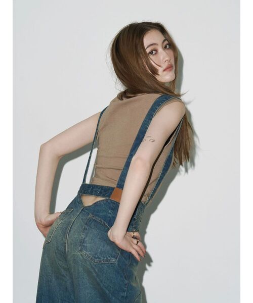 EVRIS デニムサロペット 2way エヴリス EVRIS 2WAYサロペットワイドデニムパンツ （ブラック