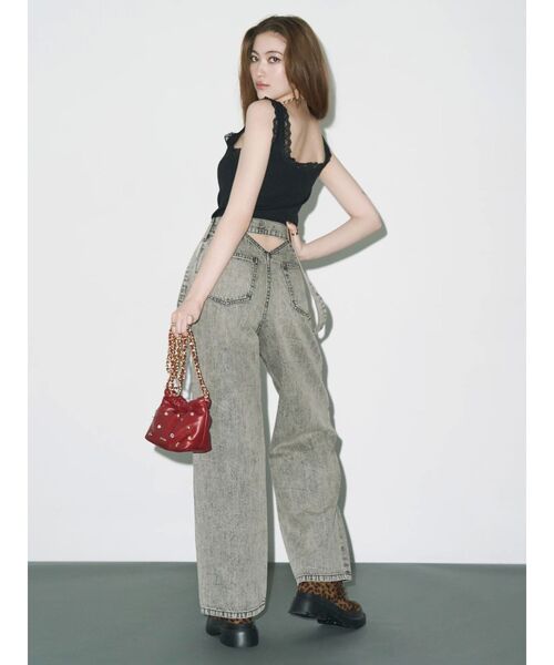 EVRIS（エヴリス）の「2WAYサロペットワイドデニムパンツ（デニムパンツ・レディース・ブラック/インディゴブルー・SMALL/MEDIUM）」の9枚目の写真