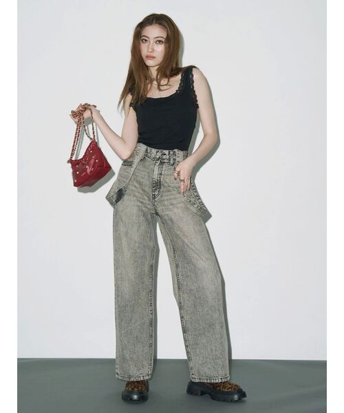 EVRIS（エヴリス）の「2WAYサロペットワイドデニムパンツ（デニムパンツ・レディース・ブラック/インディゴブルー・SMALL/MEDIUM）」の10枚目の写真