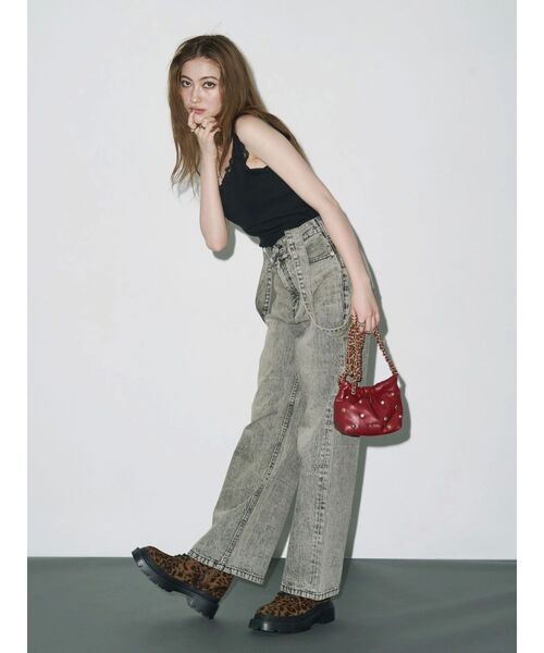 EVRIS（エヴリス）の「2WAYサロペットワイドデニムパンツ（デニムパンツ・レディース・ブラック/インディゴブルー・SMALL/MEDIUM）」の11枚目の写真