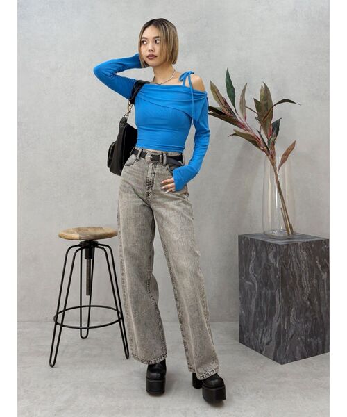 EVRIS（エヴリス）の「2WAYサロペットワイドデニムパンツ（デニムパンツ・レディース・ブラック/インディゴブルー・SMALL/MEDIUM）」の17枚目の写真