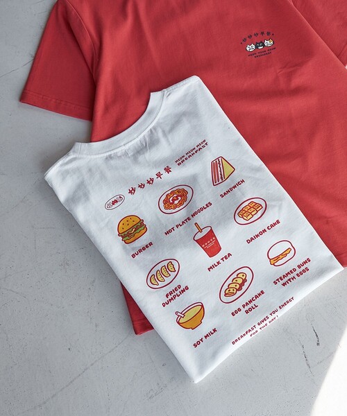 coen（コーエン）の「【Joanieコラボ】 台湾屋台プリントTシャツ（Tシャツ/カットソー・レディース・オフホワイト/ダークグレー/レッド/クリーム・XL/L/M）」の2枚目の写真