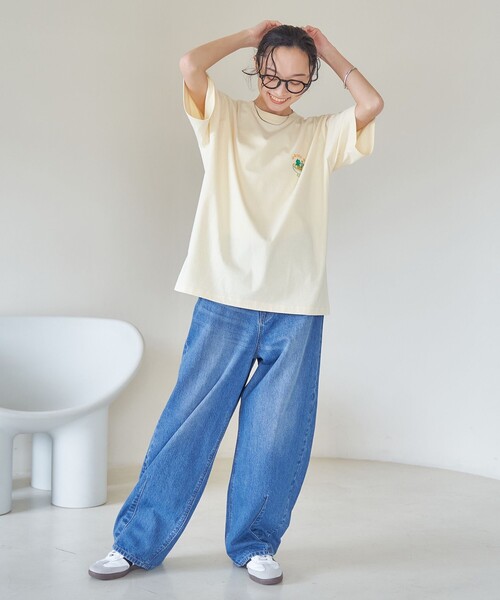 coen（コーエン）の「【Joanieコラボ】 台湾屋台プリントTシャツ（Tシャツ/カットソー・レディース・オフホワイト/ダークグレー/レッド/クリーム・XL/L/M）」の5枚目の写真