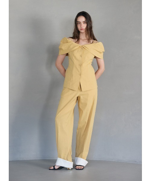 COEL（コエル）の「コットンリネンロールアップパンツ（その他パンツ・レディース・ブラック/イエロー・36/38）」の2枚目の写真