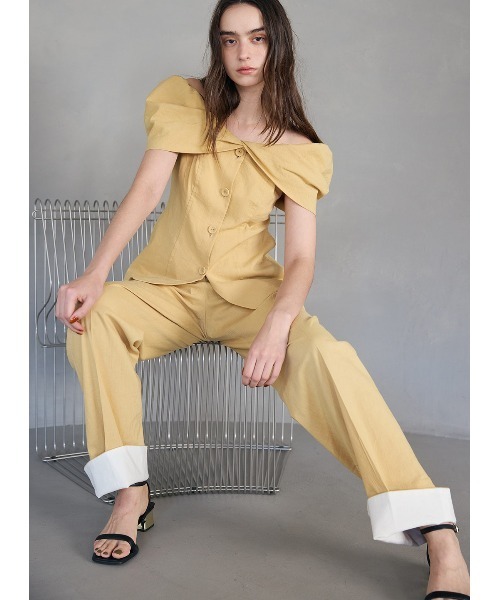 COEL（コエル）の「コットンリネンロールアップパンツ（その他パンツ・レディース・ブラック/イエロー・36/38）」の3枚目の写真