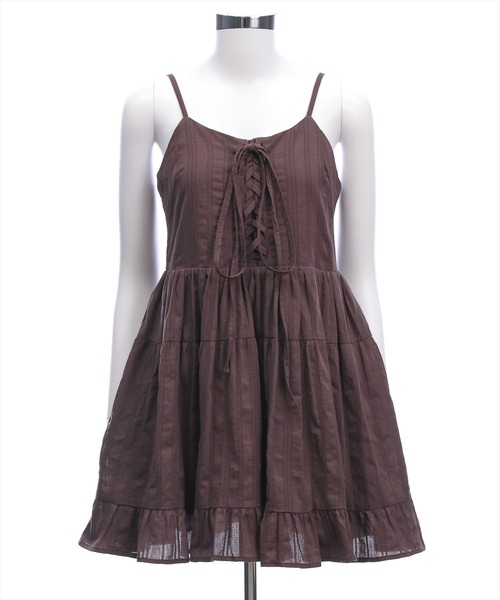 clear（クリア）の「レースアップキャミワンピース[着回し力抜群 森ガール ガーリー]≪再入荷≫（ワンピース・レディース・オフホワイト/ブラック/ボルドー/ブラウン・F）」の22枚目の写真