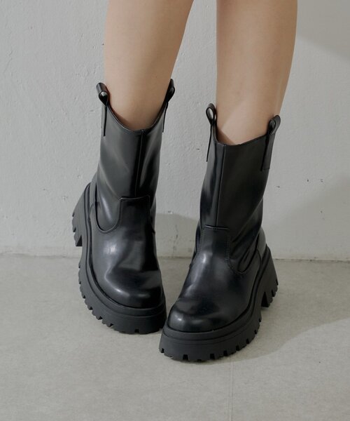 セール】サイドストラップ厚底ショートブーツ（ブーツ）｜Chico