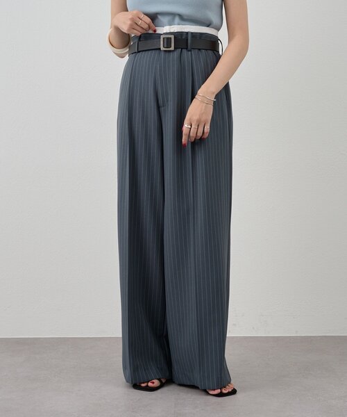 SHENERY（シーナリー）の「《セットアイテム》ストライプウエストデザインパンツ（その他パンツ・レディース・グレー/ネイビー・36/38）」の2枚目の写真