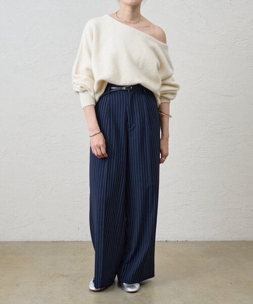 SHENERY（シーナリー）の「《セットアイテム》ストライプウエストデザインパンツ（その他パンツ・レディース・グレー/ネイビー・36/38）」の5枚目の写真