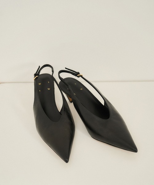 セール】【W S（ドゥーブル）】ゴートレザーバックストラップパンプス