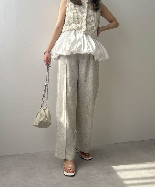 rectangle（レクタングル）の「ミックスツイードリラックスパンツ（スラックス・レディース・ブラウン/アイボリー/グレー・FREE）」の4枚目の写真