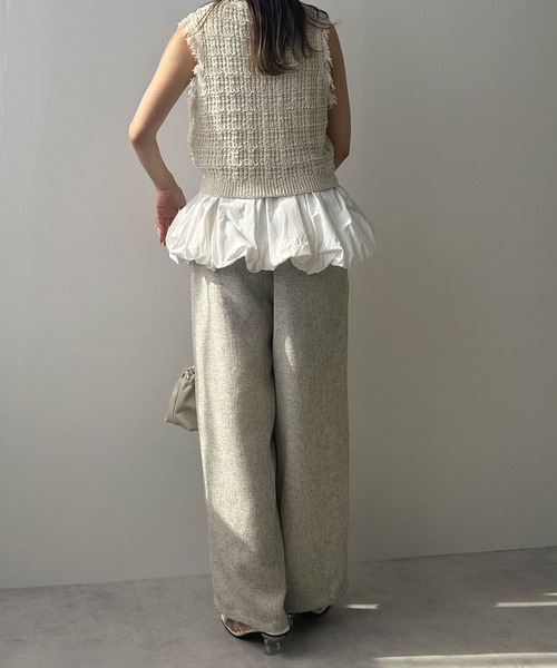 rectangle（レクタングル）の「ミックスツイードリラックスパンツ（スラックス・レディース・ブラウン/アイボリー/グレー・FREE）」の5枚目の写真