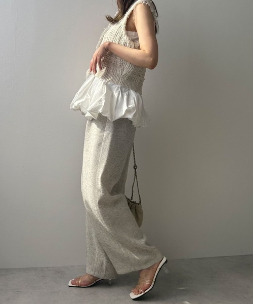 rectangle（レクタングル）の「ミックスツイードリラックスパンツ（スラックス・レディース・ブラウン/アイボリー/グレー・FREE）」の6枚目の写真