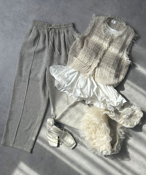 rectangle（レクタングル）の「ミックスツイードリラックスパンツ（スラックス・レディース・ブラウン/アイボリー/グレー・FREE）」の7枚目の写真