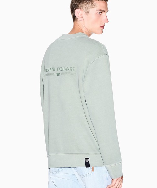 ARMANI EXCHANGE(アルマーニエクスチェンジ)の「【A|X アルマーニ エクスチェンジ】バックロゴ カーボナイズドフレンチテリー プルオーバー(スウェット・メンズ・セージグリーン/ダークネイビー・LARGE/X-SMALL/X-LARGE/SMALL/MEDIUM)」の1枚目の写真