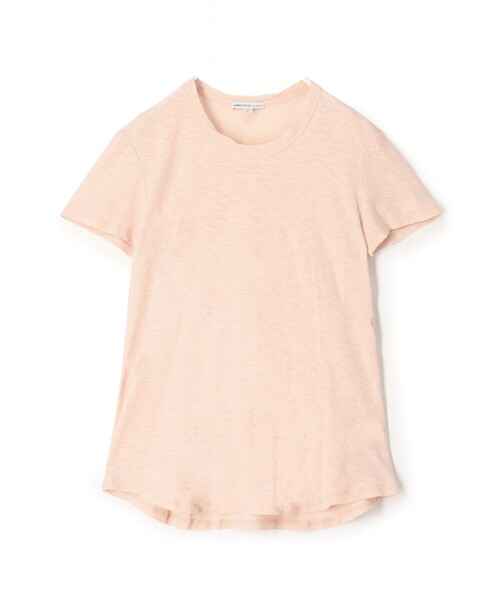 JAMES PERSE(ジェームスパース)の「スラブジャージー クルーネックTシャツ WUA3037(Tシャツ/カットソー・レディース・ダークグリーン/ライトピンク・2/0/1)」の1枚目の写真