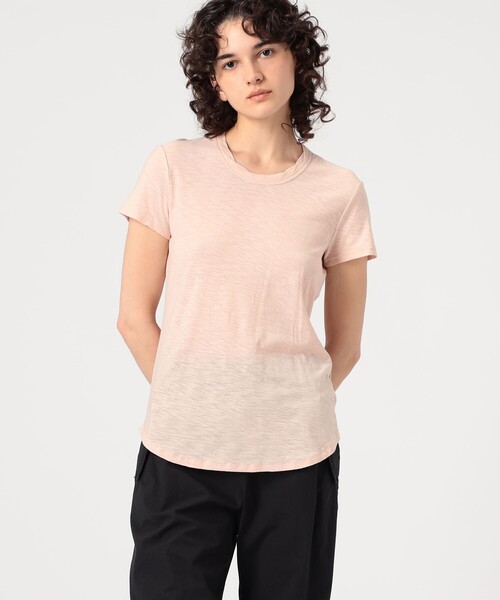 JAMES PERSE(ジェームスパース)の「スラブジャージー クルーネックTシャツ WUA3037(Tシャツ/カットソー・レディース・ダークグリーン/ライトピンク・2/0/1)」の4枚目の写真