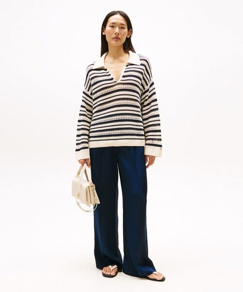 TOMMY HILFIGER(トミーヒルフィガー)の「クロッシェオープンネックリラックスポロセーター(ニット/セーター・レディース・サンドベージュ・X-SMALL/XX-SMALL)」の3枚目の写真
