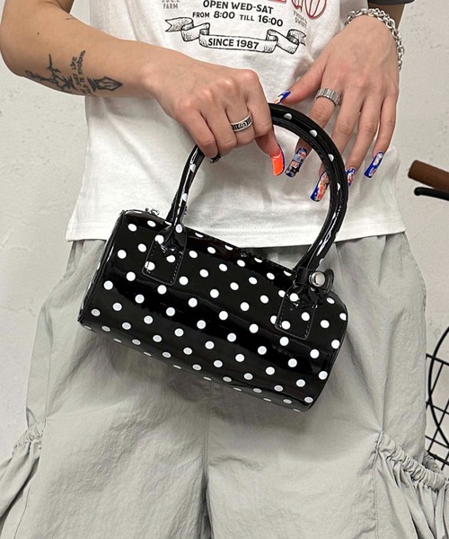 sedacle girl（セダクルガール）の「ドットハンドバック（ハンドバッグ・レディース・ブラック/オフホワイト・FREE）」の2枚目の写真