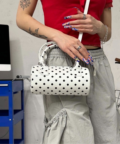 sedacle girl（セダクルガール）の「ドットハンドバック（ハンドバッグ・レディース・ブラック/オフホワイト・FREE）」の7枚目の写真