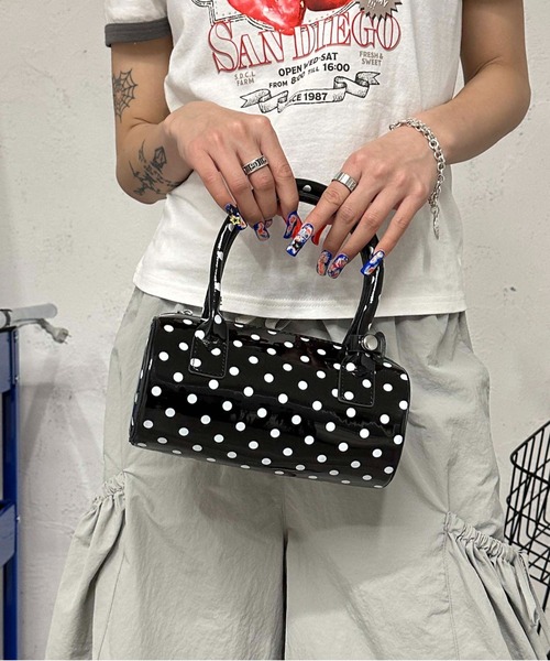sedacle girl（セダクルガール）の「ドットハンドバック（ハンドバッグ・レディース・ブラック/オフホワイト・FREE）」の10枚目の写真