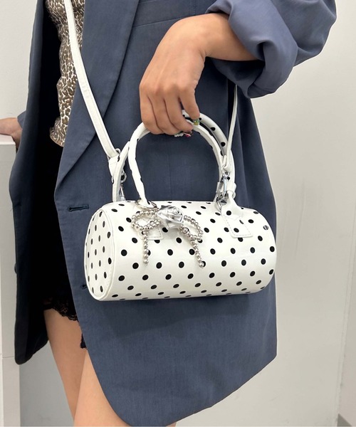 sedacle girl（セダクルガール）の「ドットハンドバック（ハンドバッグ・レディース・ブラック/オフホワイト・FREE）」の5枚目の写真