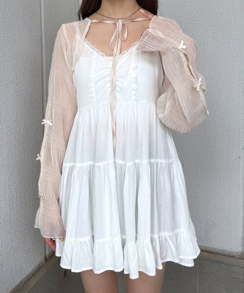 mline（エムライン）の「[mline]レースデザイン ミニワンピ（ワンピース・レディース・オフホワイト/ブラック・FREE）」の4枚目の写真