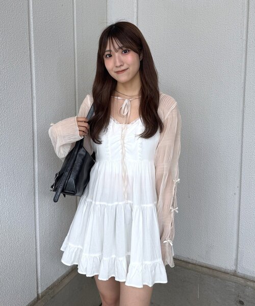 mline（エムライン）の「[mline]レースデザイン ミニワンピ（ワンピース・レディース・オフホワイト/ブラック・FREE）」の5枚目の写真