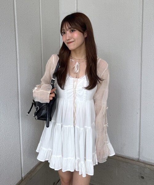 mline（エムライン）の「[mline]レースデザイン ミニワンピ（ワンピース・レディース・オフホワイト/ブラック・FREE）」の7枚目の写真