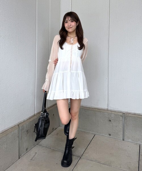 mline（エムライン）の「[mline]レースデザイン ミニワンピ（ワンピース・レディース・オフホワイト/ブラック・FREE）」の9枚目の写真