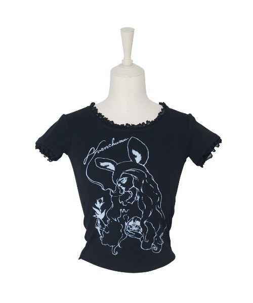 AVENCHUMU(アバンチュウム)の「ERICO collaboration illustration T-shirt(Tシャツ/カットソー・レディース・ブラック×ピンク/ブラック/ピンク・FREE/XS)」の2枚目の写真