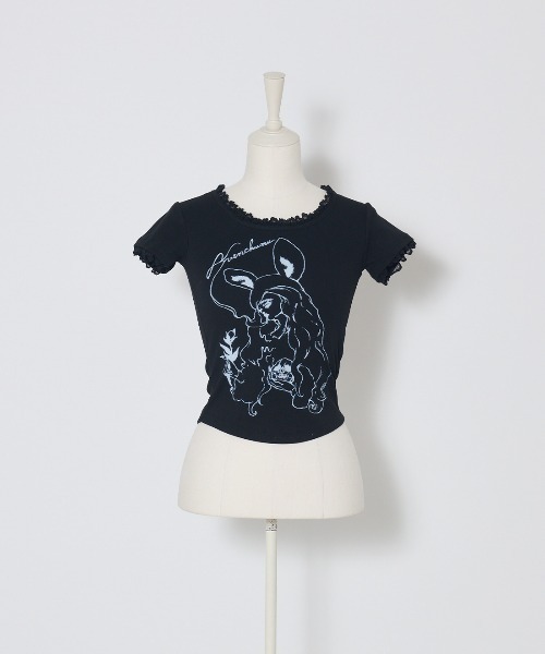 AVENCHUMU(アバンチュウム)の「ERICO collaboration illustration T-shirt(Tシャツ/カットソー・レディース・ブラック×ピンク/ブラック/ピンク・FREE/XS)」の9枚目の写真