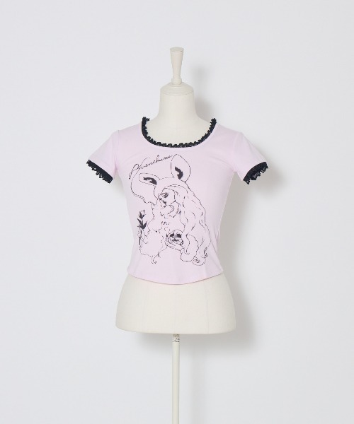 AVENCHUMU(アバンチュウム)の「ERICO collaboration illustration T-shirt(Tシャツ/カットソー・レディース・ブラック×ピンク/ブラック/ピンク・FREE/XS)」の11枚目の写真