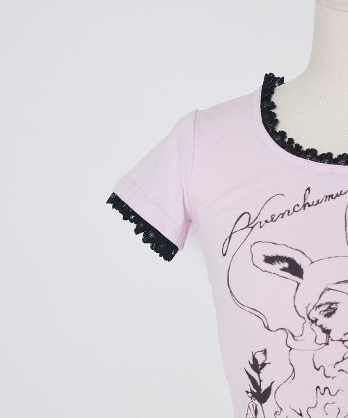 AVENCHUMU(アバンチュウム)の「ERICO collaboration illustration T-shirt(Tシャツ/カットソー・レディース・ブラック×ピンク/ブラック/ピンク・FREE/XS)」の15枚目の写真