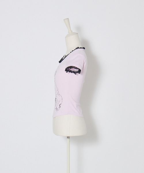 AVENCHUMU(アバンチュウム)の「ERICO collaboration illustration T-shirt(Tシャツ/カットソー・レディース・ブラック×ピンク/ブラック/ピンク・FREE/XS)」の12枚目の写真