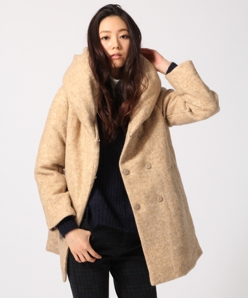 GLOBAL WORK（グローバルワーク）の「スライバーナカワタコート/564788（ダッフルコート・レディース・ブルー系その他/ネイビー/ベージュ/ライトグレー・LARGE/MEDIUM/SMALL）」の3枚目の写真