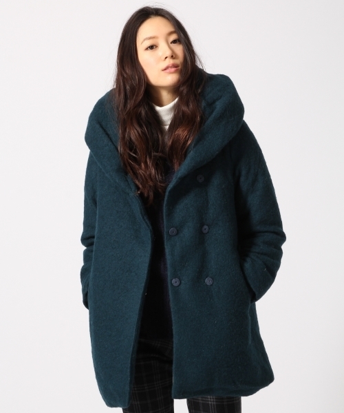 GLOBAL WORK（グローバルワーク）の「スライバーナカワタコート/564788（ダッフルコート・レディース・ブルー系その他/ネイビー/ベージュ/ライトグレー・LARGE/MEDIUM/SMALL）」の4枚目の写真