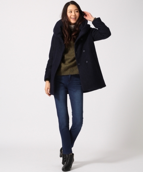 GLOBAL WORK（グローバルワーク）の「スライバーナカワタコート/564788（ダッフルコート・レディース・ブルー系その他/ネイビー/ベージュ/ライトグレー・LARGE/MEDIUM/SMALL）」の18枚目の写真