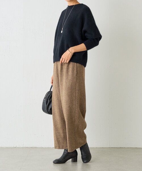 BEARDSLEY（ビアズリー）の「ウエストリブネップツイードパンツ（その他パンツ・レディース・ブラック/ブラウン・0/1/2）」の8枚目の写真