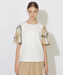 BLUE LABEL CRESTBRIDGE（ブルーレーベルクレストブリッジ）の「ハーフフレアスリーブチェックTシャツ（Tシャツ/カットソー）」