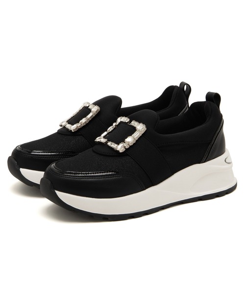 JELLY BEANS（ジェリービーンズ）の「スクエアビジュースリッポンスニーカー(211-55350)JELLY BEANS(ジェリービーンズ)（スニーカー・レディース・ブラック/グレー・LL/L/M/S）」の3枚目の写真