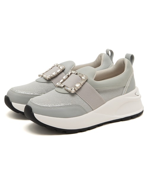 JELLY BEANS（ジェリービーンズ）の「スクエアビジュースリッポンスニーカー(211-55350)JELLY BEANS(ジェリービーンズ)（スニーカー・レディース・ブラック/グレー・LL/L/M/S）」の4枚目の写真