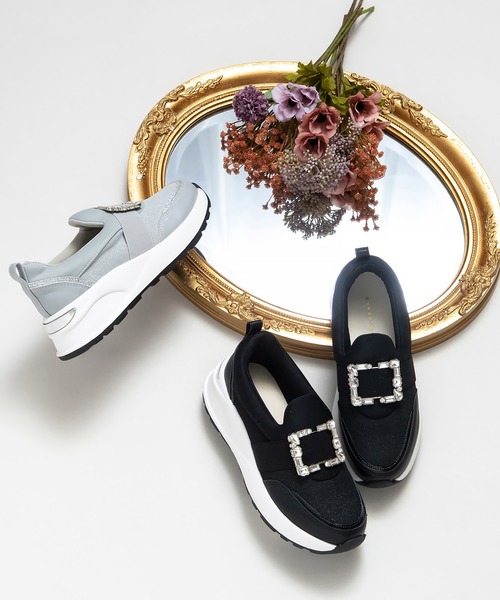 JELLY BEANS（ジェリービーンズ）の「スクエアビジュースリッポンスニーカー(211-55350)JELLY BEANS(ジェリービーンズ)（スニーカー・レディース・ブラック/グレー・LL/L/M/S）」の13枚目の写真