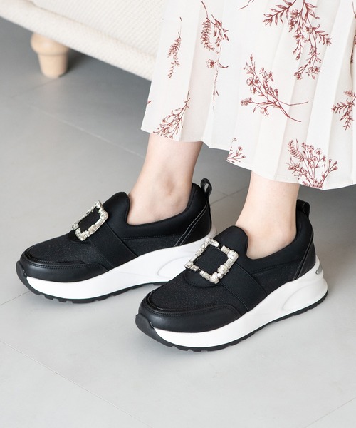 JELLY BEANS（ジェリービーンズ）の「スクエアビジュースリッポンスニーカー(211-55350)JELLY BEANS(ジェリービーンズ)（スニーカー・レディース・ブラック/グレー・LL/L/M/S）」の11枚目の写真