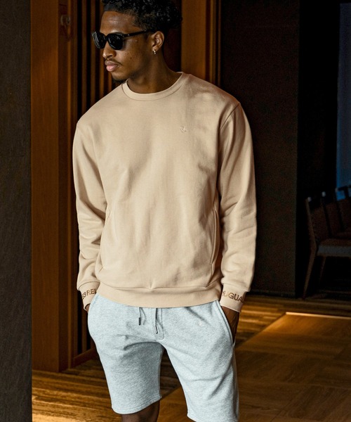 1PIU1UGUALE3  RELAX （ウノピゥウノウグァーレトレ リラックス）の「1PIU1UGUALE3 RELAX(ウノピゥウノウグァーレトレ リラックス)ラインストーン ブランドロゴ クルーネックプルオーバー 長袖スウェットシャツ（スウェット・メンズ・ベージュ/ブラック/グレー・S/M/L/XL/XXL）」の6枚目の写真