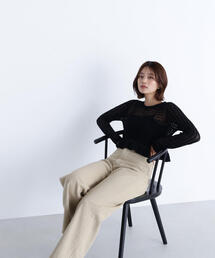 NATURAL BEAUTY BASIC（ナチュラルビューティーベーシック）の「◇クロップドレースメッシュニット（ニット/セーター）」