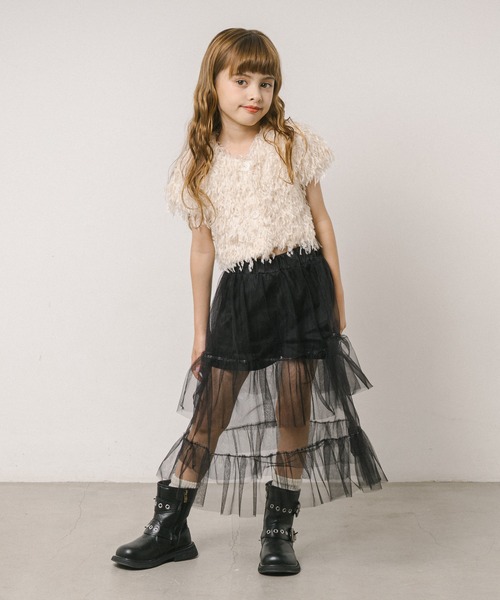 URBAN CHERRY（アーバンチェリー）の「シアーフリルスカートドッキングショートパンツ（その他パンツ・キッズ・アイボリー/ブラック・110cm/120cm/130cm/140cm/150cm）」の15枚目の写真