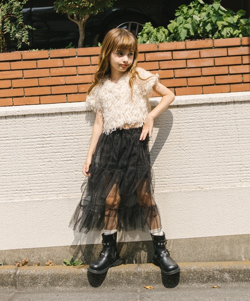 URBAN CHERRY（アーバンチェリー）の「シアーフリルスカートドッキングショートパンツ（その他パンツ・キッズ・アイボリー/ブラック・110cm/120cm/130cm/140cm/150cm）」の19枚目の写真
